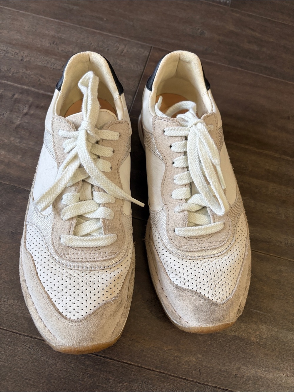 Clarks Women's white & silver Sneakers